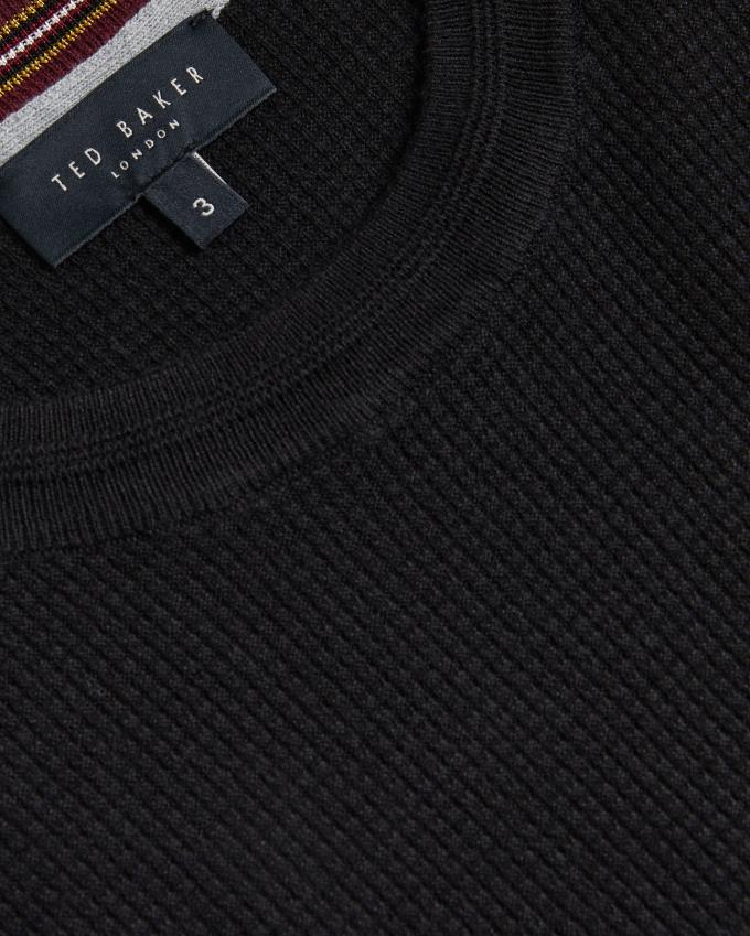 Pull Ted Baker Textured Crew Neck Noir Homme | XDV-64037019